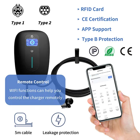 FCC ETL Passed RFID Card WiFi 4G APP Control Single Phase 110V 220V 32A/40A/48A Level 2 AC EV Charger Wallbox with J1772 Type1 Plug