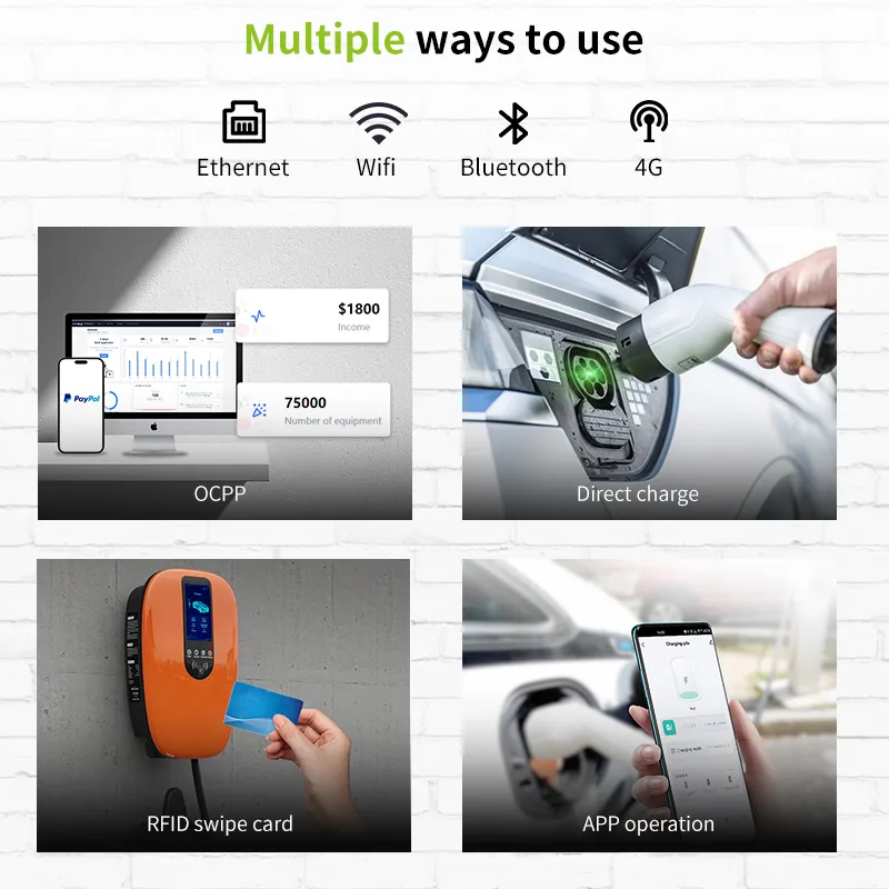 Ocpp 1.6j Smart Home Use 7kw 11kw Mode 3 AC Electric Car Wallbox Charger 16A 32A RFID Card EV Charger