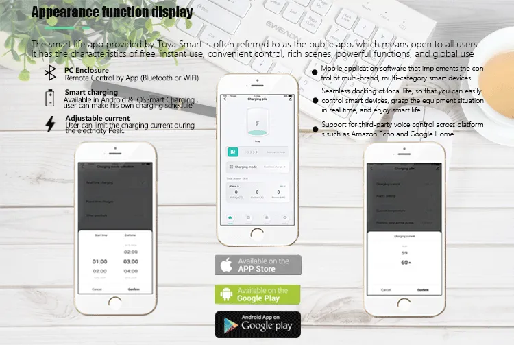 APP Control RFID Card Optional Charging Station Type 2 EV Charger