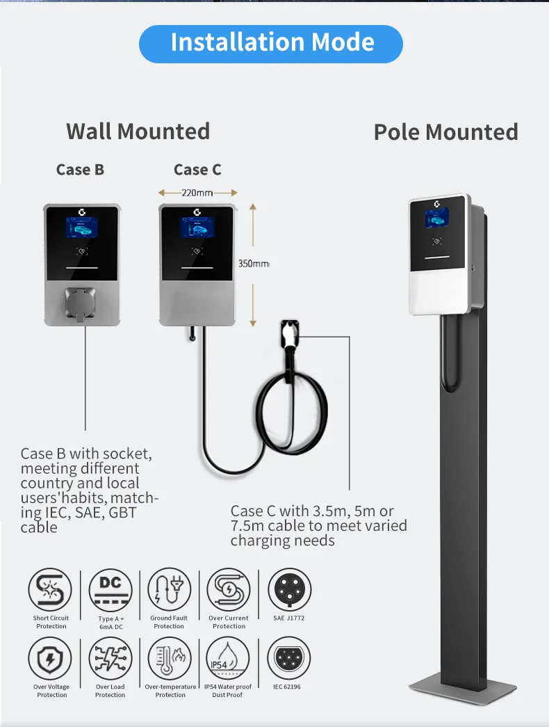 11kw 22kw AC 380V 400V 16A 32A Wallbox Charge Point Smart EV Charger