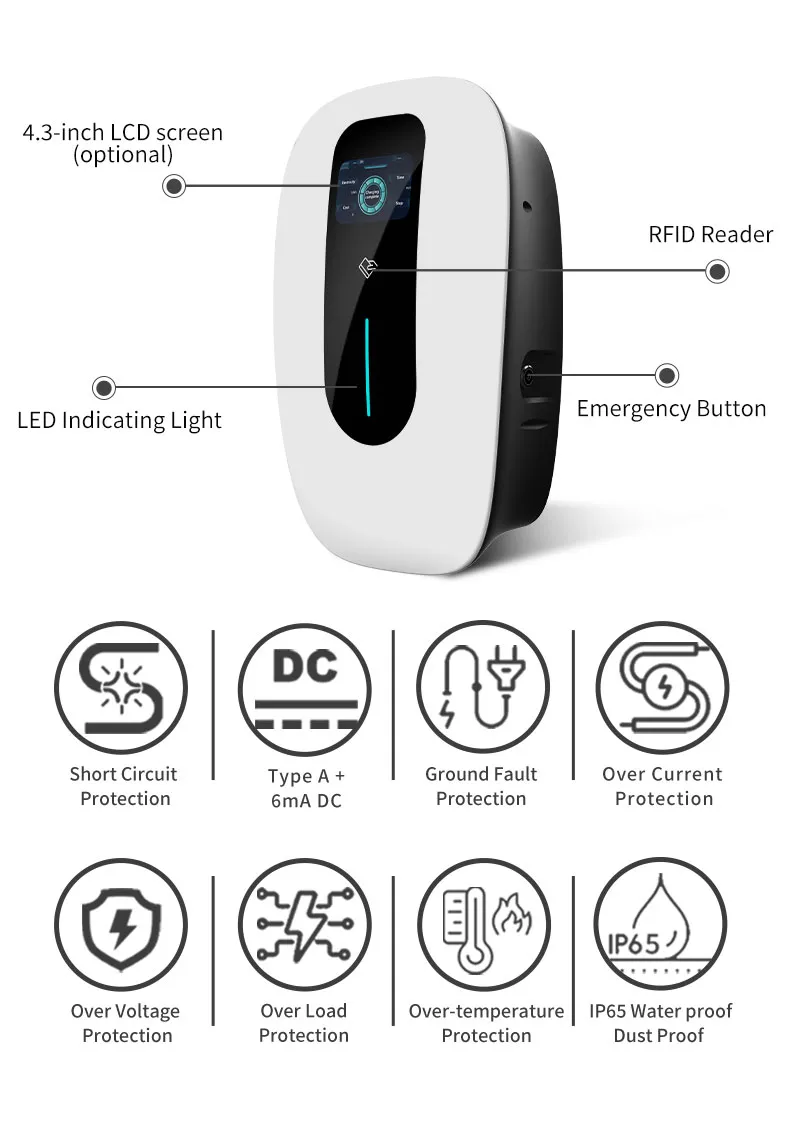 FCC AC Wallbox Ocpp Charger EV Charging Stations with CE Factory Price