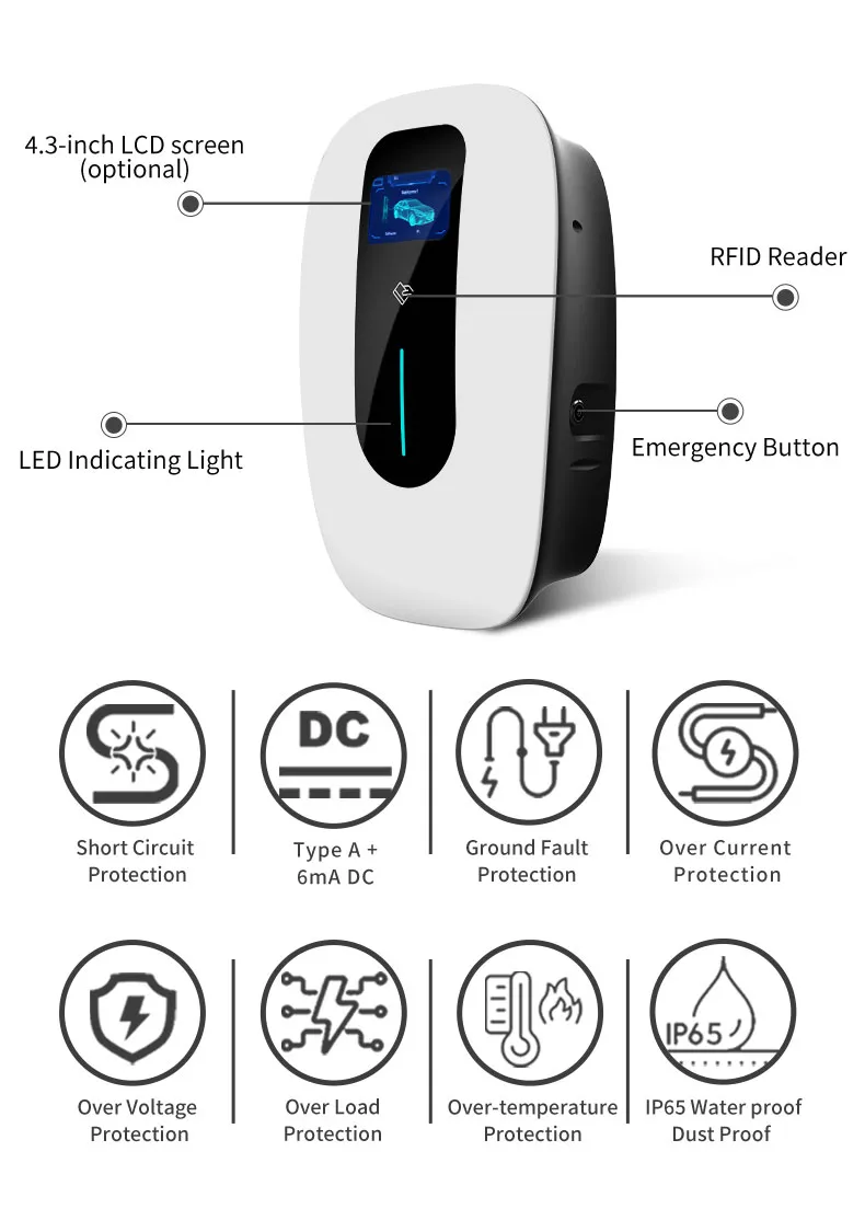 Tuya APP/RFID Card Smart Control Type 2/Gbt EV Charging Station