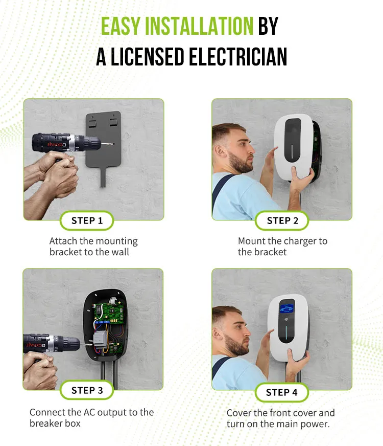 Type 1 Level 2 Smart Home EV Charging Station with WiFi/APP/RFID Card