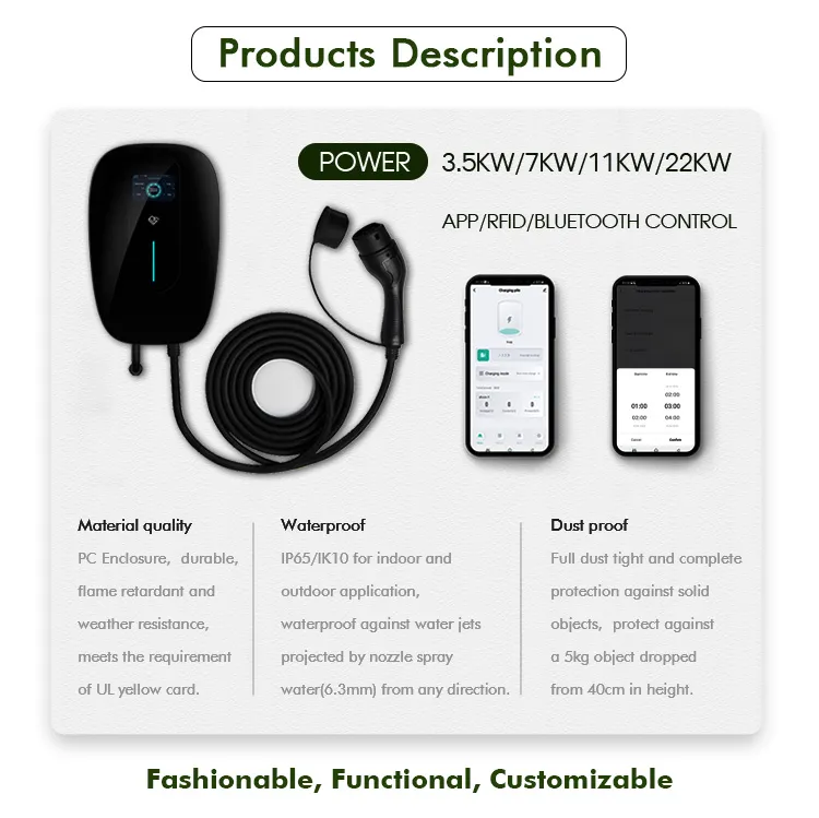 Ocpp 4G Oprional Green Science Smart Home Charger AC EV Charging Station Stable Ocpp1.6j Factory