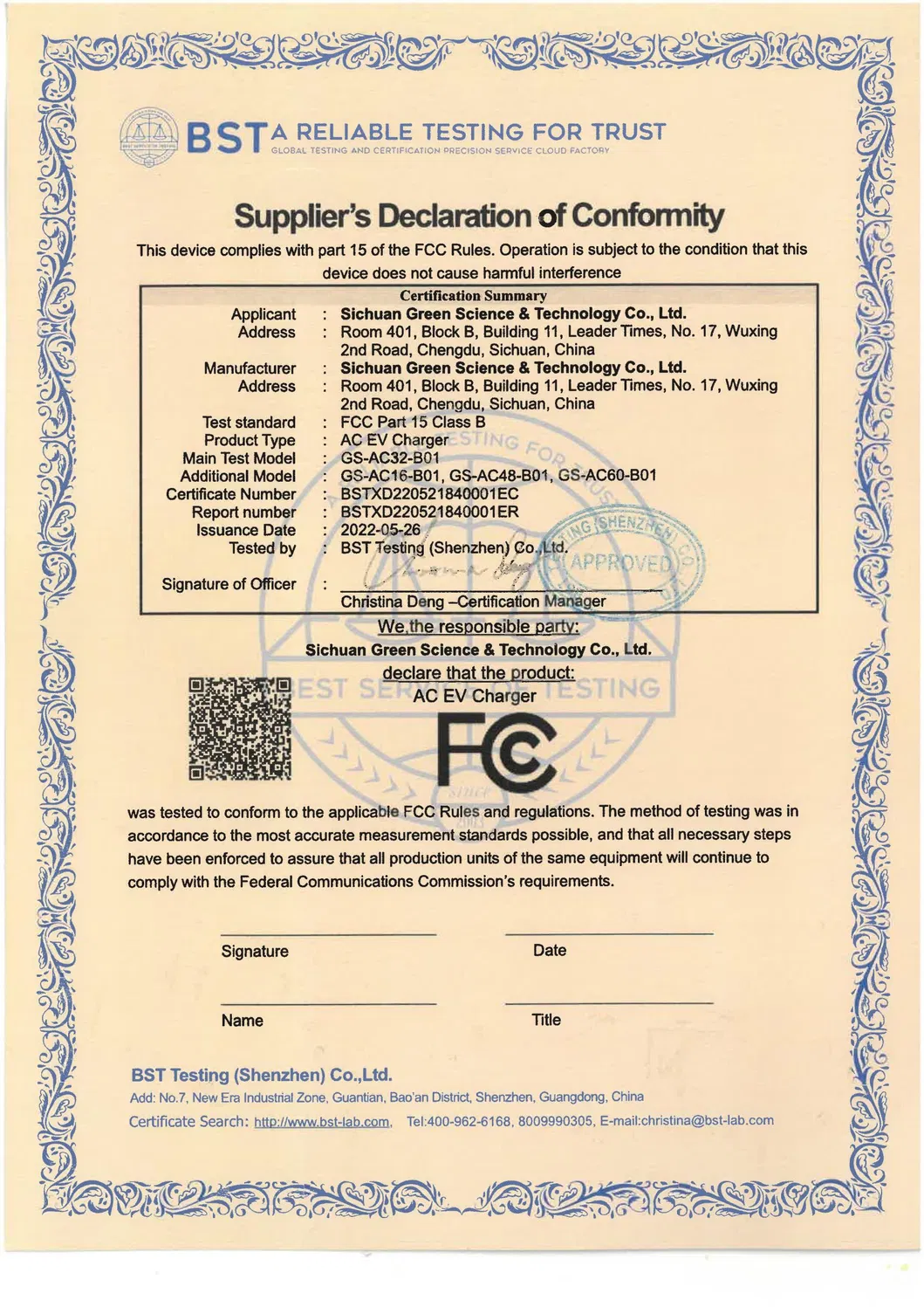 FCC Certificate Warranty WiFi APP Control Type 1 SAE J1772 EV Charger Wallbox 32A Single Phase 110V 220V 7kw