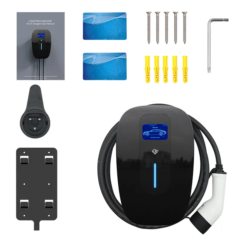 Type 2 EV Charger Wall-Mounted Charging for Home Use with APP/RFID Card