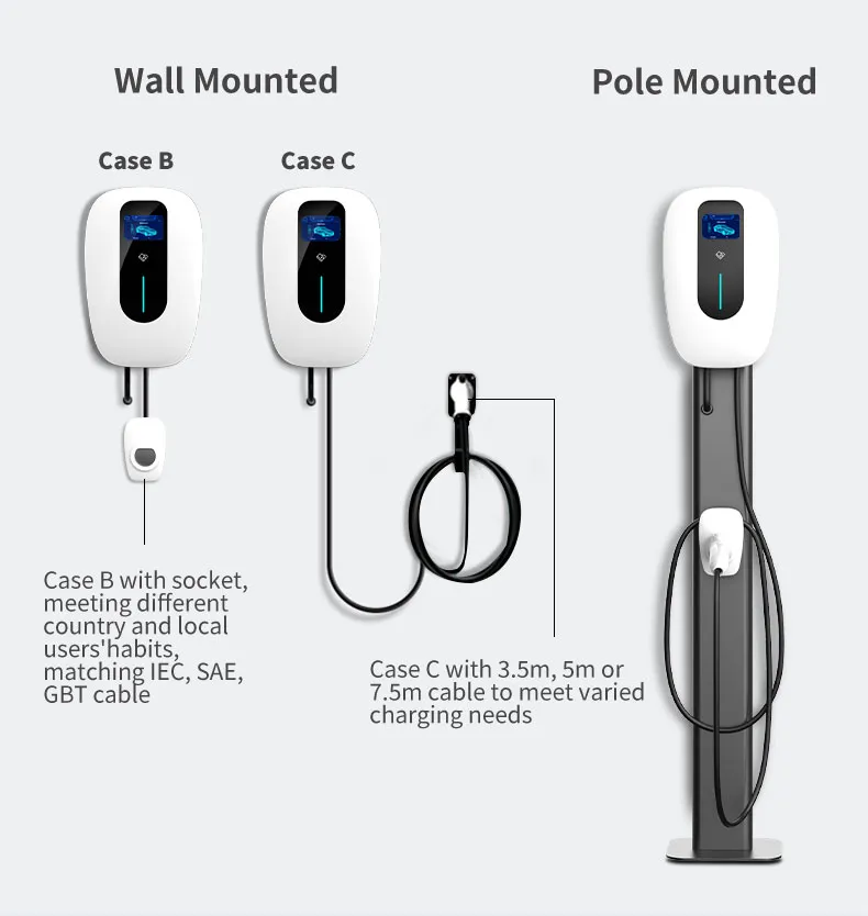 Ocpp Wallbox Type2 2 Plugs EV Charging Station with 2 Plug