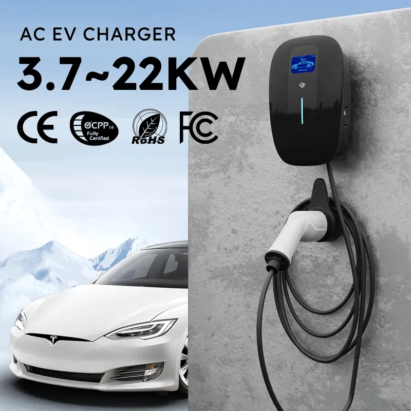 Type 2 EV Charger Wall-Mounted Charging for Home Use with APP/RFID Card